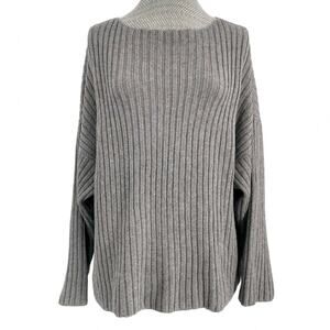 Lunya Grey Ribbed Sweater Soft Cozy Oversized Gray Alpaca Pullover Top Size XS/S